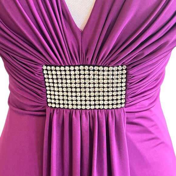 Thea Dora Womens Stretch Crystal Cocktail Dress Size 6 Magenta HOCO Prom Event - Picture 3 of 7